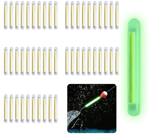 MagiSel Knicklichter Angeln, Fishing Glow Sticks, Leuchtstäbe Angeln, Float Glow Stick, Angelrute Schwimmt Knicklicht Angelzubehör Nachtfischen, Grün Fluoreszierendes Rod Tip Glow Sticks