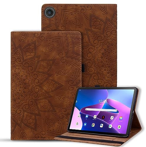 Vaitasy Coque Lenovo Tab M10 3rd Gen 10.1 Pouces 2022 Housse Flip Book Cover avec Fente de Stylo pour M10 3. Generation 10.1 TB-328FU / TB-328XU - Mandala Marron