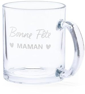 lotdevin Tasse transparente en verre - Mug personnalisé Gravure Laser pour prénom, message… [ Mugs et tasses à café ] (Mug en verre)