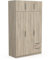 Demeyere Armoire Dressing avec Penderie Moderne 6 Portes 5 Etagères 2 Tiroirs – Chêne Kronberg - 119,4 x 51,1 x 203 cm