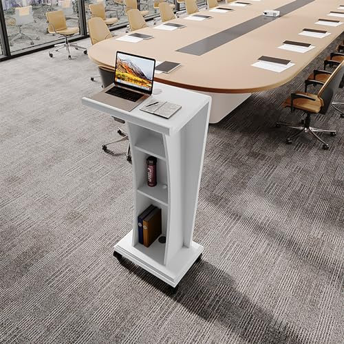 Robuster Stehschreibtisch, mobiles rollendes Rednerpult, Stehpult for Lautsprecher mit Ablagefach, verwendet als Kanzel for Kirchen, Holz-Stehregal for Klassenzimmer, Büros, Restaurants (Color : Bian