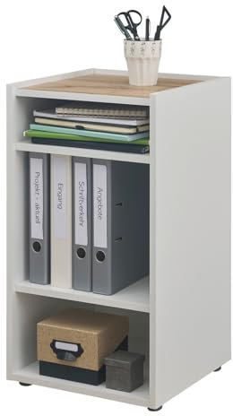 Furn.Design Aktenregal in weiß und Eiche Wotan Büroregal Standregal für Homeoffice und Büro Kommode Ordnerregal unter Schreibtisch 40 x 70 cm Center (Regal)