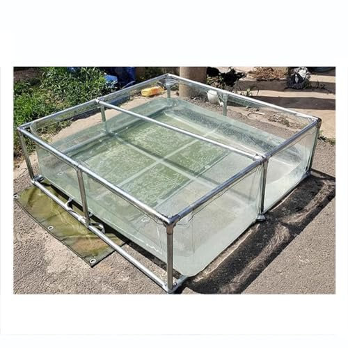 Piscinas Desmontables, Piscina De Agua Clara Tanque De Agua Visual con Acero Inoxidable Soporte, Fácil De Instalar For Pez Koi Mariscos (Color : Clear, Size : 200X150X60CM)