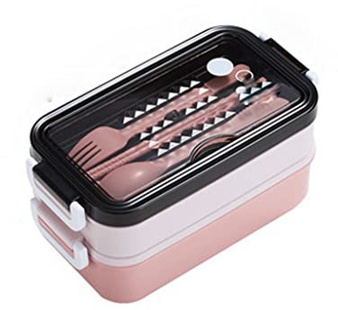 VejiA Lunchbox, Bento-Box für Schulbüroangestellte, 2 Etagen, beheizter Lunchbehälter, Lebensmittelaufbewahrungsbox