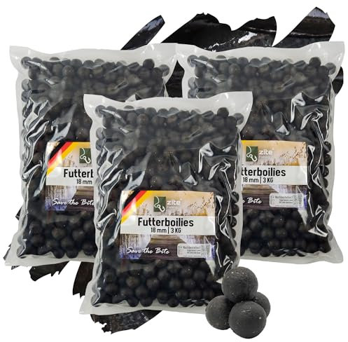 Zite Fishing Futter-Boilies Karpfen-Angeln 18mm - Verschiedene Aromen - 3x3kg Angel-Futter zum Anfüttern - Tutti Frutti bis Muschel (Fisch)