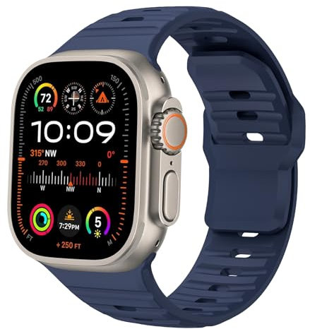 Cinturino per Apple Watch Ultra 2 49mm, Sportiva Cinturini Silicone Morbido Compatibile con Apple Watch Ultra 2/Ultra 49mm 46mm 45mm 44mm 42mm iWatch Serie 10/9/8/7/6/5/4/3/Serie SE/(SE 2)