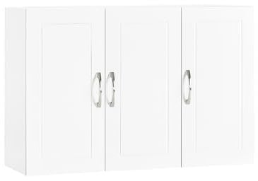 SoBuy Hängeschrank Badezimmerschrank Hängend Wandschrank mit Verstellbarem Regal Für Bad, Küche, Wohnzimmer Weiß 90x30x60 cm FRG231-L-W