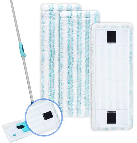 KEEPOW 3 Wischbezug Für Leifheit Clean Twist M Ergo Micro Duo/ Power CLEAN M, für alle glatten Böden, Bodenwischer Ersatzbezug mit 2-Faser-System, Für Leifheit Bodenwischer Ersatzbezug