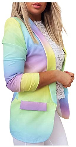 Blazer pour femme élégant et moderne - Veste blazer pour femme élégante rose - Tie-Dye dégradé à manches longues - Blazer de bureau décontracté - Cardigan sportif - Veste trench - Veste de loisirs et