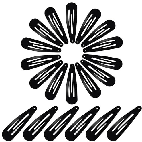 HonGien 30 Stück Haarspangen Mädchen Schwarz 5CM, Haar Clips Metall, BB Haarspangen Rutschfeste, Snap Haarklammern