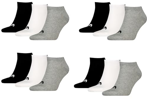 HEAD Herren Unisex Sneaker Socken All Sports 12P (43-46, Grey White Black)