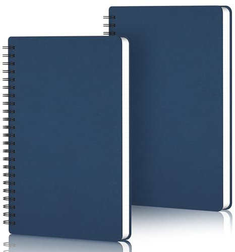 Yarotm Quaderni a Spirale A5-2 PCS 100GSM Quaderno Puntinato 5mm - 14x21cm Notebook A5 - Blu Scuro Taccuino Appunti - 120 Pagine/60 Fogli Block Notes A5 - Blocco Note Diario di Viaggio