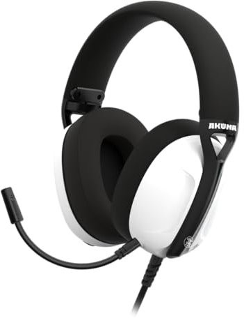 AKUMA SEINEN H03 Casque Gaming Filaire avec Micro Ultra Léger Audio Jack 3.5 mm Compatible PC, Xbox, PS4, PS5, Switch, Mobile - Blanc