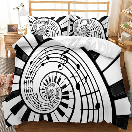 XGTEAHHC Musik-Bettwäsche-Set, Musik mit Notenschlüssel-Instrument, rhythmisches Design, dekoratives Bettwäsche-Set