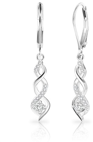Dangle Earrings Silver Gold Dangly Drop Earring for Women Fashion Jewelry | Gold Earrings for Women Ladies Silver 14K Gold Plated Heart Cubic Zirconia Drop Dangle Earring Jewellery Gifts