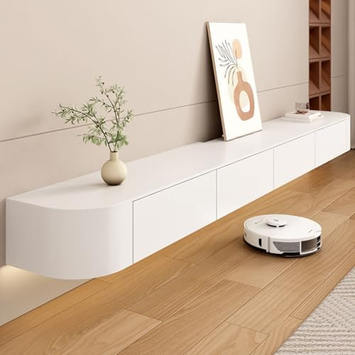 MIMRTIMI Meuble TV Blanc - Meuble TV Suspendu - Meuble TV Flottant - Buffet Suspendu - pour Salon, Chambre à Coucher, Salle à Manger (Weiß, 120X24X20CM)