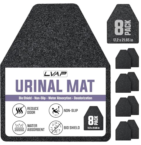 LVAP Urinalmatten für Herren, Badezimmer, kommerzielle Urinalmatten, Einweg, Schwarz, Geruchskontrolle, Urinal-Pads für professionelle Toilette, Hygiene, 8 Stück