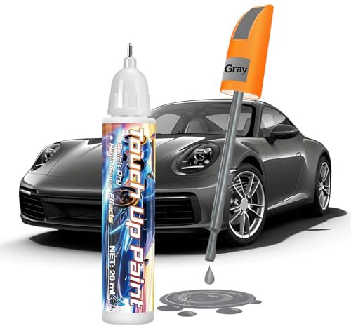 AstraVox Stylo Retouche Peinture Voiture, 20ml Stylo Retouche Peinture Carrosserie, 2-In-1 Conception, Efficace Pour Réparer Les Rayures, Convient Aux Voitures, Vélos Et Motos (Gris)