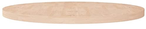 Fasba Runde Tischplatte Ø90x4 cm Unbehandeltes Massivholz Eiche, Ersatztischplatte Platte für Esstisch Couchtisch Gartentisch