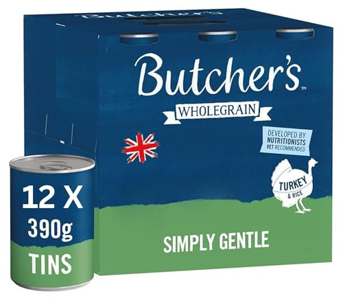 Butcher's Wholegrain Simply Gentle Dog Food, Turkey and Rice, 390g, 12 Tins