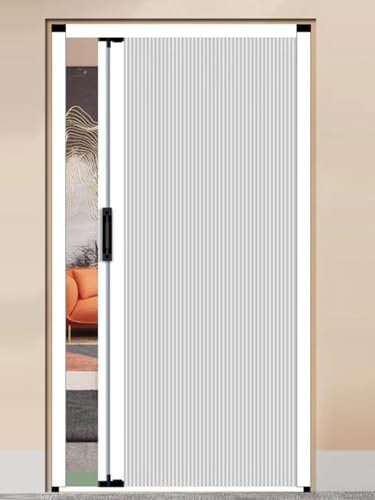 ZAQYCM Puerta corredera Plegable Puertas Interiores Tipo Acordeón Blancas, Puertas Corredizas Ocultas Tipo Acordeón para Divisor De Ambientes, Cocina Y Baño con Cerradura, Sin Taladros(70x203cm)