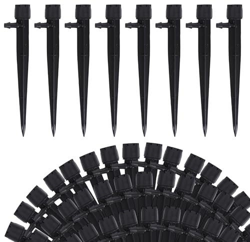 LUMOOM 50 pièces d'ancrage de Tuyau d'arrosage, système d'irrigation à 360 degrés, Goutte-à-Goutte Micro, arroseur 8 Trous, Fourche enfichable pour Tuyau 4/7mm, Drip Irrigation Emitters (Rose)