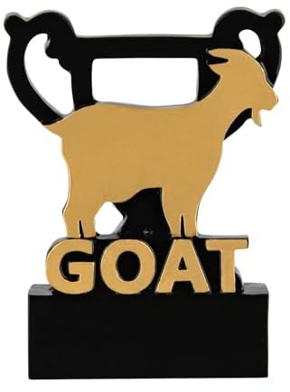 SilverTrophy: Goat Trophy Mini Cup Award, Legend, Greatest of All Time, MVP, Gewinner, Teamspiel, Sport, Pub-Quiz, Spieleabend, Fitnessstudio, Schulclub, Kinderparty, Schwarz und Gold, 8 cm