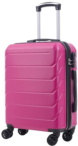 R.Leone Valigia da 1 Fino a Set 3 Bagaglio a mano 55x40x20 Ryanair, Medio, Grande Ultra Resistente Trolley rigido leggero 8 ruote in ABS 2220 (Fucsia, S Bagaglio a mano)