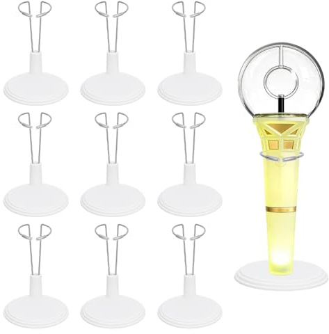 UNICRAFTALE 10 Set Weißer Verstellbarer Leuchtstabhalter 10 12cm Hoch Leuchtstab Displayständer Aus Kunststoff Aufbewahrungsregal Für Star Concert Mini Puppen 2.74x2.40 Zoll/69.5x61mm Basis