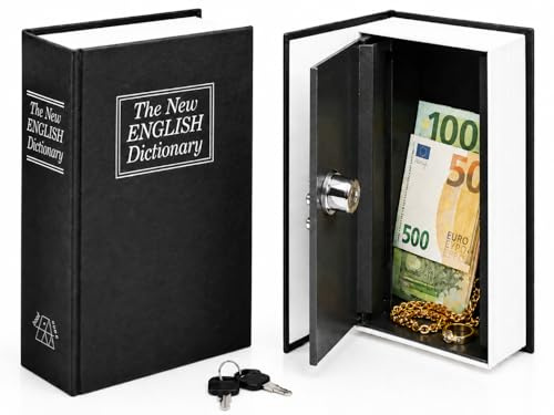 Caja Fuerte Oculta en Libro con Llave, caja de seguridad oculta, Compartimento Secreto de seguridad Dinero, Joyas y Documentos, 18 cm caja fuerte camuflada