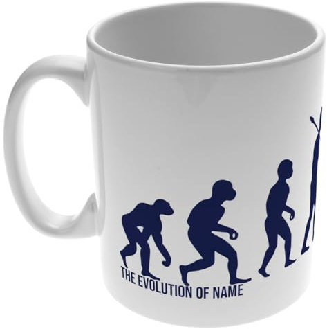 Personalised Football Evolution 11oz Ceramic Mug for Tottenham Hotspur Fans in Spurs Colours, Gloss Finish, Dishwasher Safe