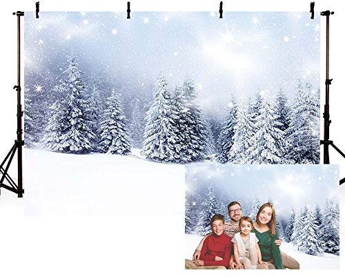 MEHOFOTO Winterwunderland-Hintergrund, Schneelandschaft, Wald, Kiefernbaum, Fotografie, Hintergrund, Dekoration, Fotostudio, Requisiten, 2,1 x 1,5 m