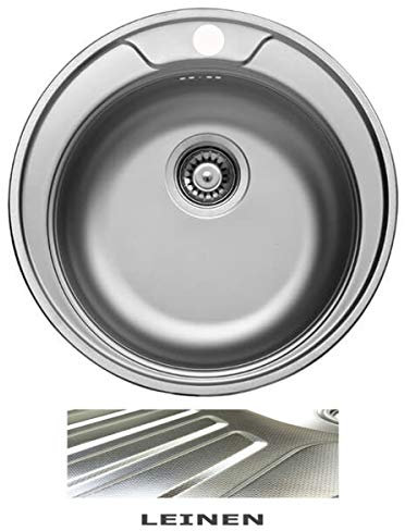 VBChome: Einbauspüle Mit Hahnloch 510x190 mm Camping Küchenspüle - Leinenstruktur Kuchinox Orion Spülbecken EDELSTAHLKüchenspüle Ablaufgarnitur