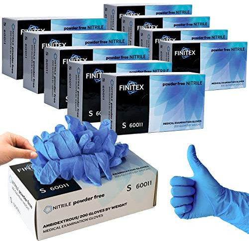FINITEX Nitrile Disposable Medical Exam Gloves Blue 2000 PCS Small