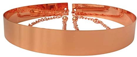 Live It Style It Damen Metall Gürtel Voll Waist Spiegel Breit Gold Silber Platte Bund Ketten Gürtel (6cm, Rose Gold)