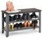 COSTWAY Schuhbank mit Metallrahmen, Schuhregal mit 2 Gitterablagen, Schuhschrank im Industriedesign, Konsolentisch für Eingang, Wohnzimmer (Dunkelbraun und grau)