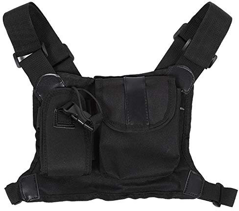 ASHATA Supporto per Multifunzione per Radio Anteriore bidirezionale Borsa per Il Trasporto Borsa da Petto per Radio walkie-Talkie
