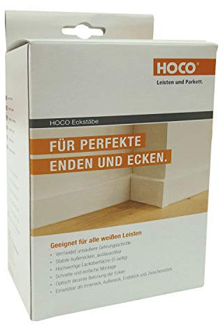 Hoco Eckstäbe, Ecktürme, Innenecken Außenecken aus Holz (lackiert) für weiße Sockelleisten, Inhalt: 15 Stück (105 x 22 x 22 mm (E7), weiss)