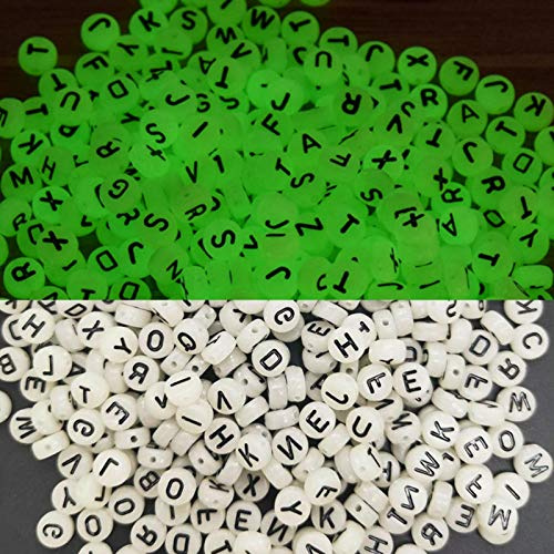 ToBeIT buchstabenperlen ca.1000pcs nachtleuchtende buchstaben perlen bastelnperlen acryl perlen (nachtleuchtend schwarz)