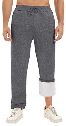 TOMEEK Tracksuit Bottoms for Men Open Hem Warm Fleece Lined Trousers Causal Joggers Sweatpants with Pockets Elasicband Mens Jogger Bottoms with Loose fit(Dark Gray,L)
