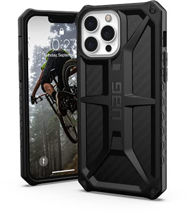 Urban Armor Gear Monarch custodia protettiva compatibile con Apple iPhone 13 Pro Max [Compatibile con la ricarica wireless, Protezione militare standard a 5 strati, Bordo rialzato] carbon fiber
