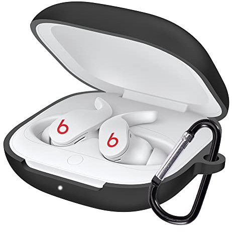 Derhom Schutzhülle aus Silikon, kompatibel mit den neuen Beats Fit Pro Kopfhörern [unterstützt kabelloses Laden] (schwarz)