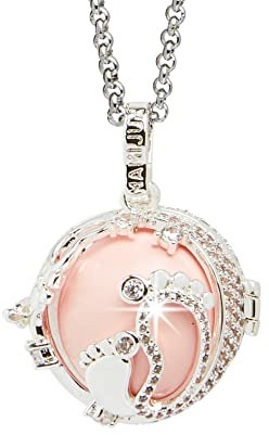 MAMIJUX Llamador de ángeles con jaula perforada con pies y bola interior, con cadena de acero de 110 cm de longitud, TU, Latón, No aplicable