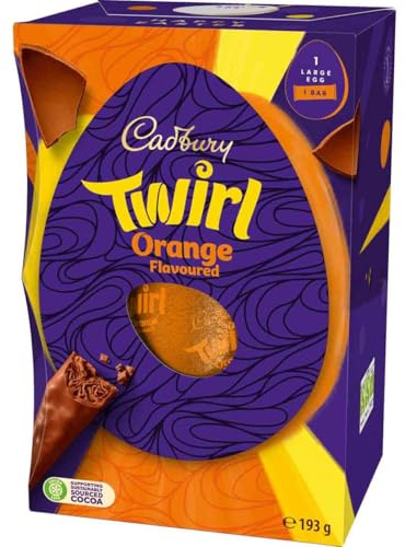 Cadbury Twirl Orange Großes Osterei, inklusive 1 großes Ei und 1 Schokoriegel, 195 g (1 Stück)