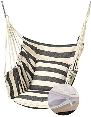 SRHWBF Hängesessel Hängeseilschaukel Hängesessel Schlafzimmer Schaukelsessel Indoor Hängesessel Outdoor Mit 2 Kissen (Zebra)