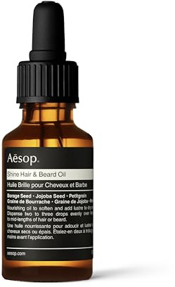 Aesop Shine Hair and Beard Oil | Moisture-Rich, Silicone-Free Oil for Full Beards and Hair | Softens Coarse Texture | No Greasy Buildup | Earthy Citrus Scent | 0.8 oz / 25 mL