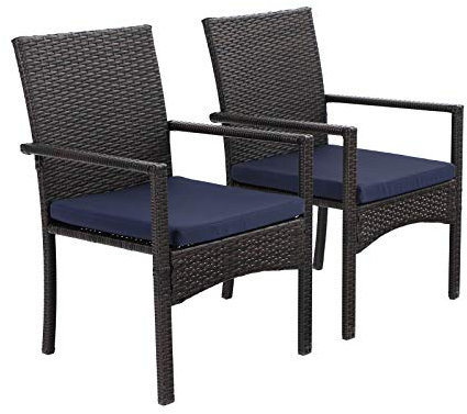 PHI VILLA Gartenstühle Set of 2 Rattanstühle für draußen Terrassenstuhl Balkon Gartenmöbel