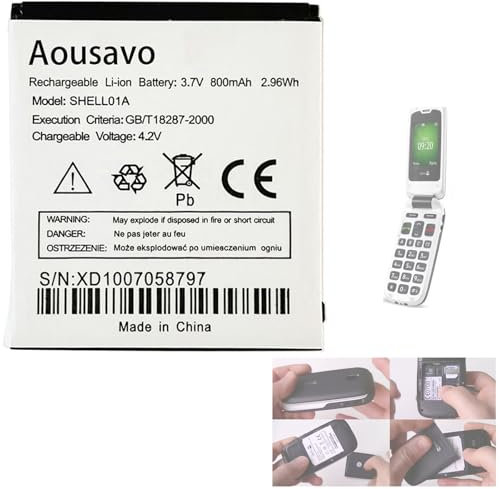 Aousavo SHELL01A ersatz akku Kompatibel mit Doro Phone Easy 605 610 611 612 632 622 520X 409 410