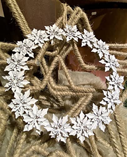 Rostalgie Metall Kranz Weihnachtsstern weiß gewischt - Durchmesser 20 cm