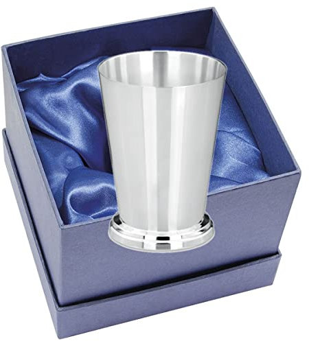 SILBERKANNE Mug Hambourg lisse H 5,5 cm de haut de gamme plaqué argent avec finition de qualité supérieure Prêt à offrir avec emballage cadeau élégant